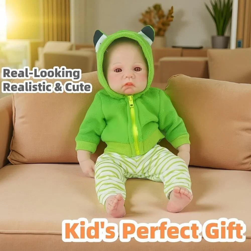 🆕17 Inch Realistic Full Silicone Lifelike Reborn Baby Doll Girl With Open Eyes